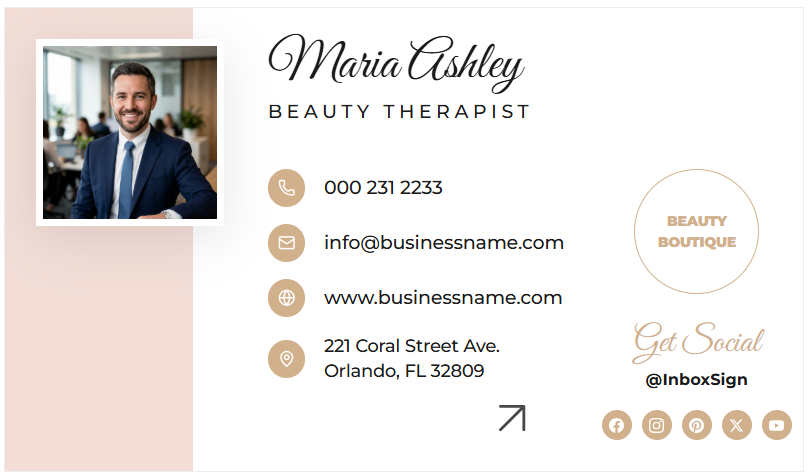 Beauty Boutique email signature template for Gmail and Outlook