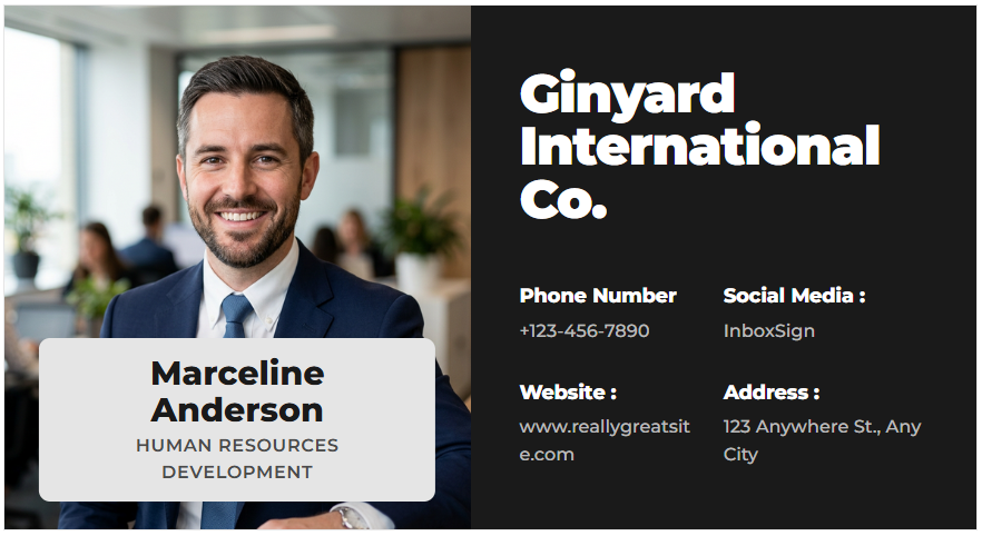 Split Professional email signature template for Gmail and Outlook
