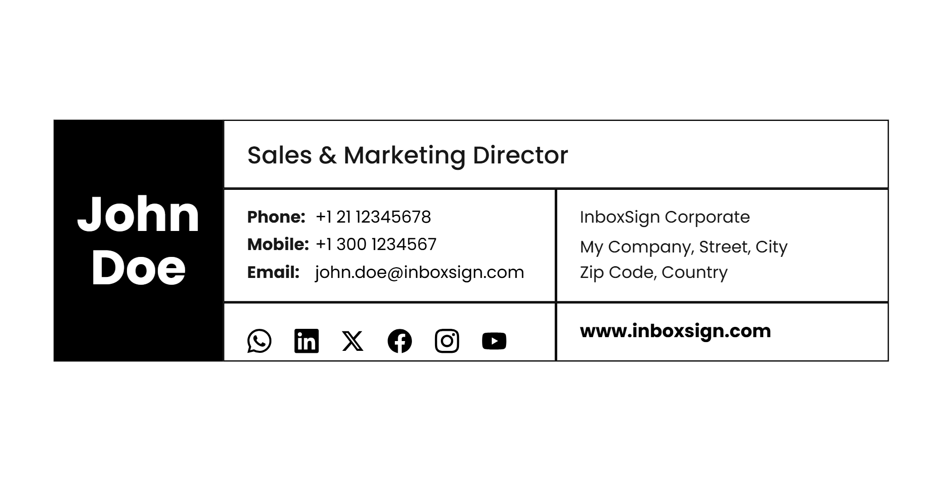 Grid Sidebar email signature template for Gmail and Outlook