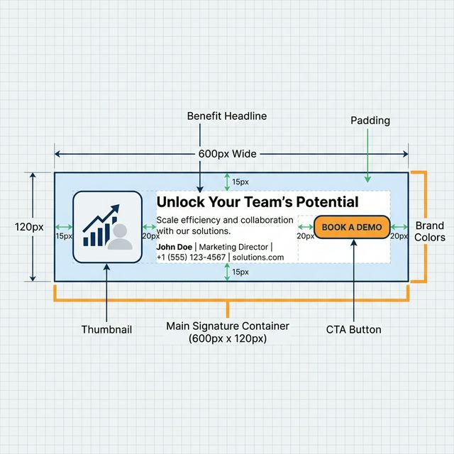 Email signature with trust badges and logical hierarchy