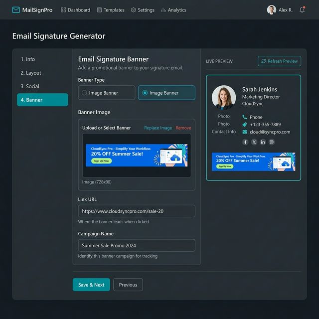 Building a marketing signature using a generator