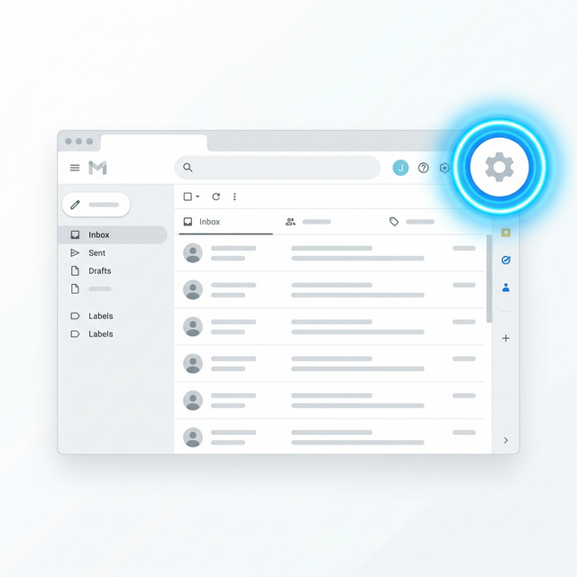 The Gmail settings menu highlighting the 'See all settings' button