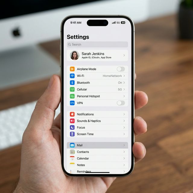 Navigate to Settings > Mail > Signature on iPhone