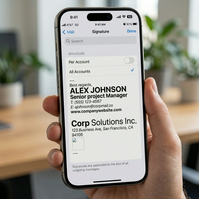 Initial broken layout after pasting signature into iOS Mail settings