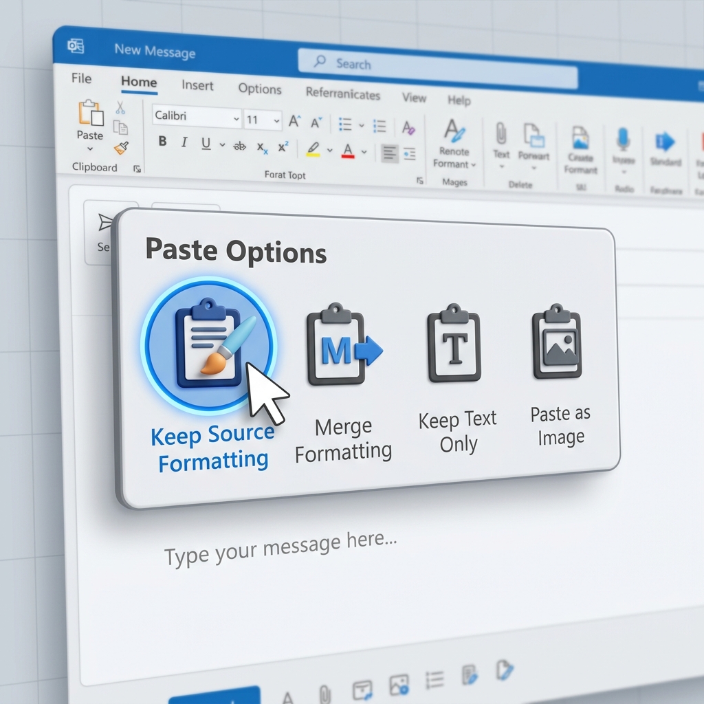 Selecting 'Keep Source Formatting' from the paste options popup