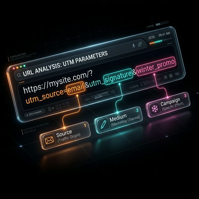 UTM URL anatomy: highlighting source, medium, and campaign parameters