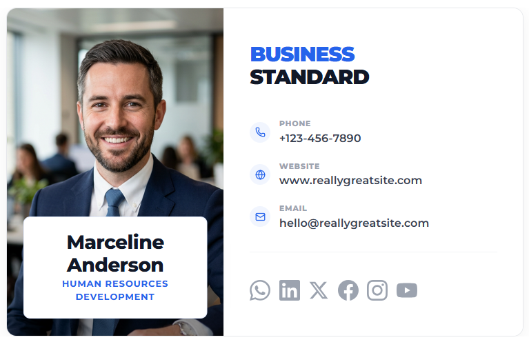 Executive Split email signature template for Gmail and Outlook
