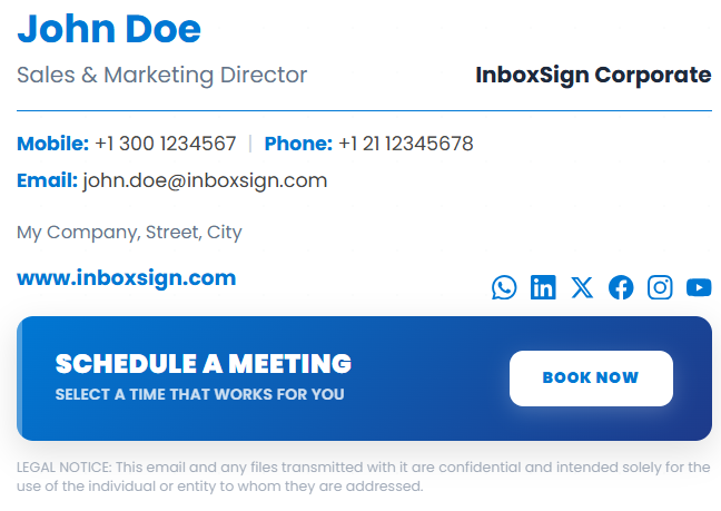 Sky Blue Minimal email signature template for Gmail and Outlook